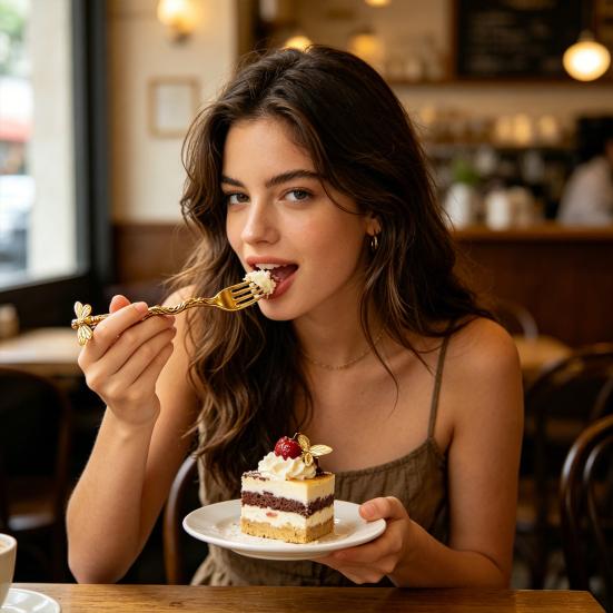 Dessertgabel mit Libellenhenkel Obstkuchengabel für Geburtstagsfeier Zuhause Elegantes Naturinspiriertes Geschirr Geschenk für Food-Liebhaber