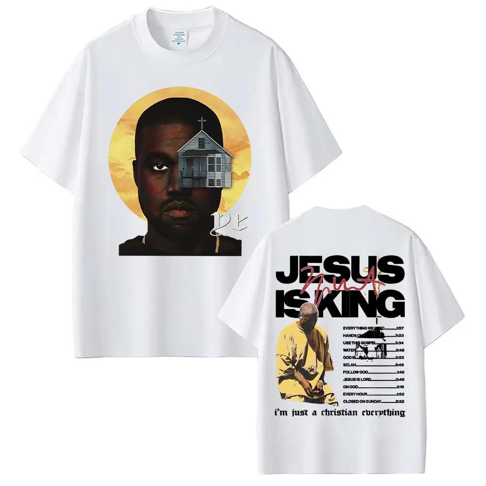 

Репер Каньє Вест Jesus Is King Двостороння Футболка Літня Унісекс та Жіноча Бавовняний Одяг Хіп-Хоп Мода Короткий Рукав 3XL