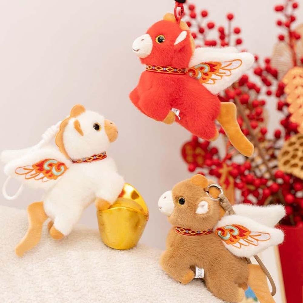with Wings Horse Year Mascot Keychain Cute Lucky Horse Doll Pendant  Spring Festival