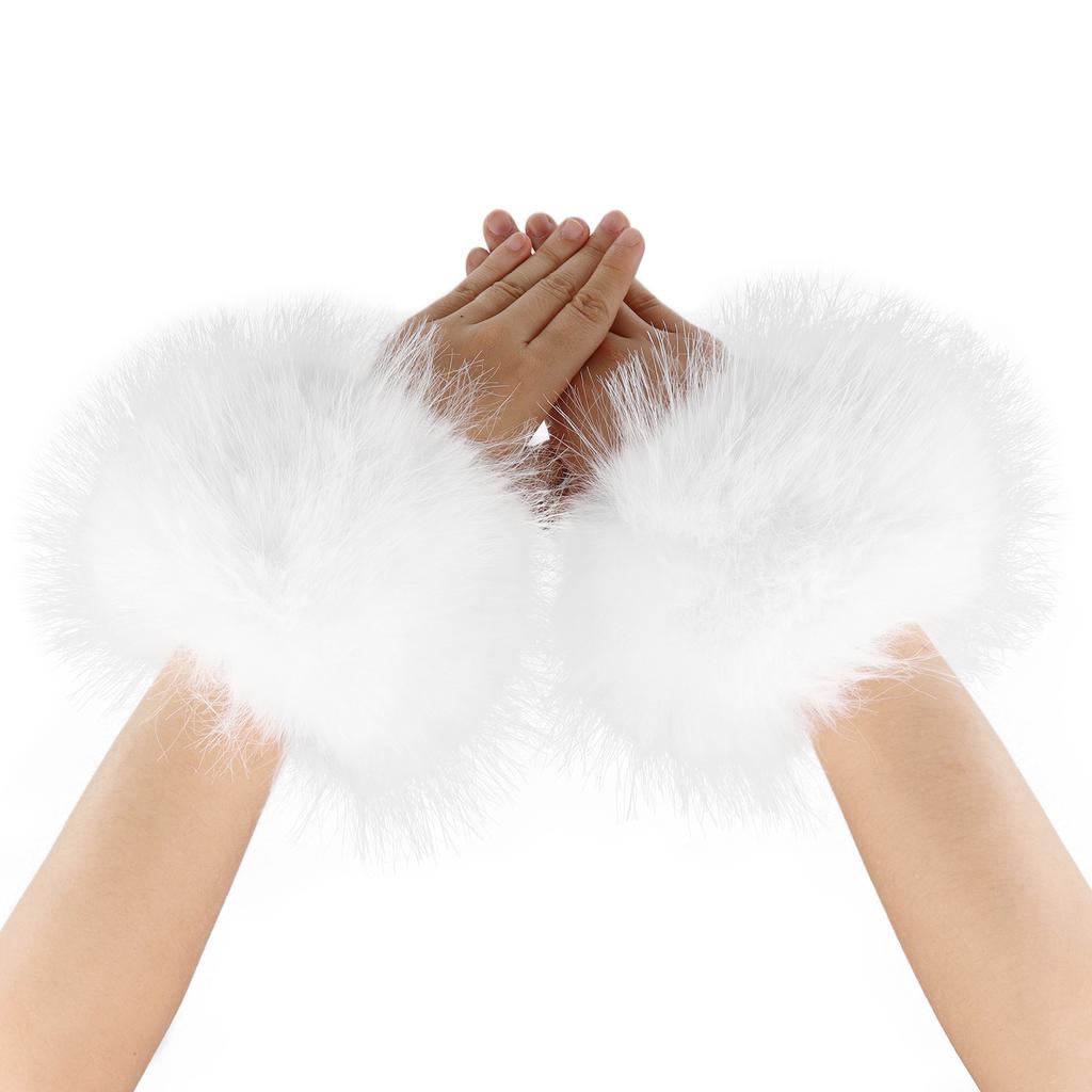Polsini in Eco Pelliccia Scaldamani Invernali Pelosi per Halloween Cosplay Quotidiano Accessori per Costumi da Festa