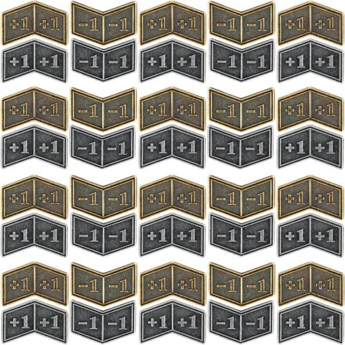 40 Antique Metal Buff Counter Tokens with Velvet Bags, Magic the Gathering Tokens, Creatures, Stats or Loyalty Counters, MTG CCG Card Game Accessories