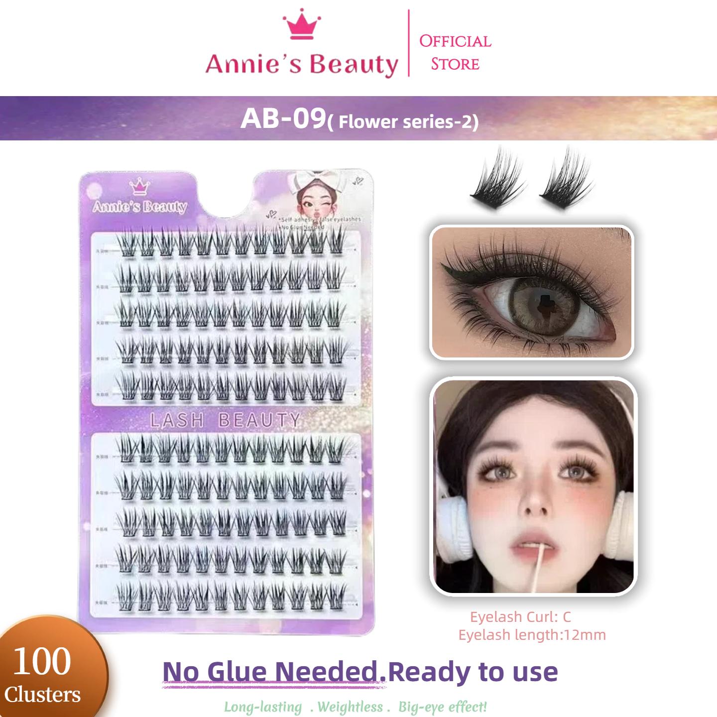 

100-240 Пучковые самоклеящиеся накладные ресницы, без клея, 11-16 мм, C+ изгиб, многоразовые, долговечные, водостойкие, ветроустойчивые, ленивые одинарные пучковые ресницы AB-9