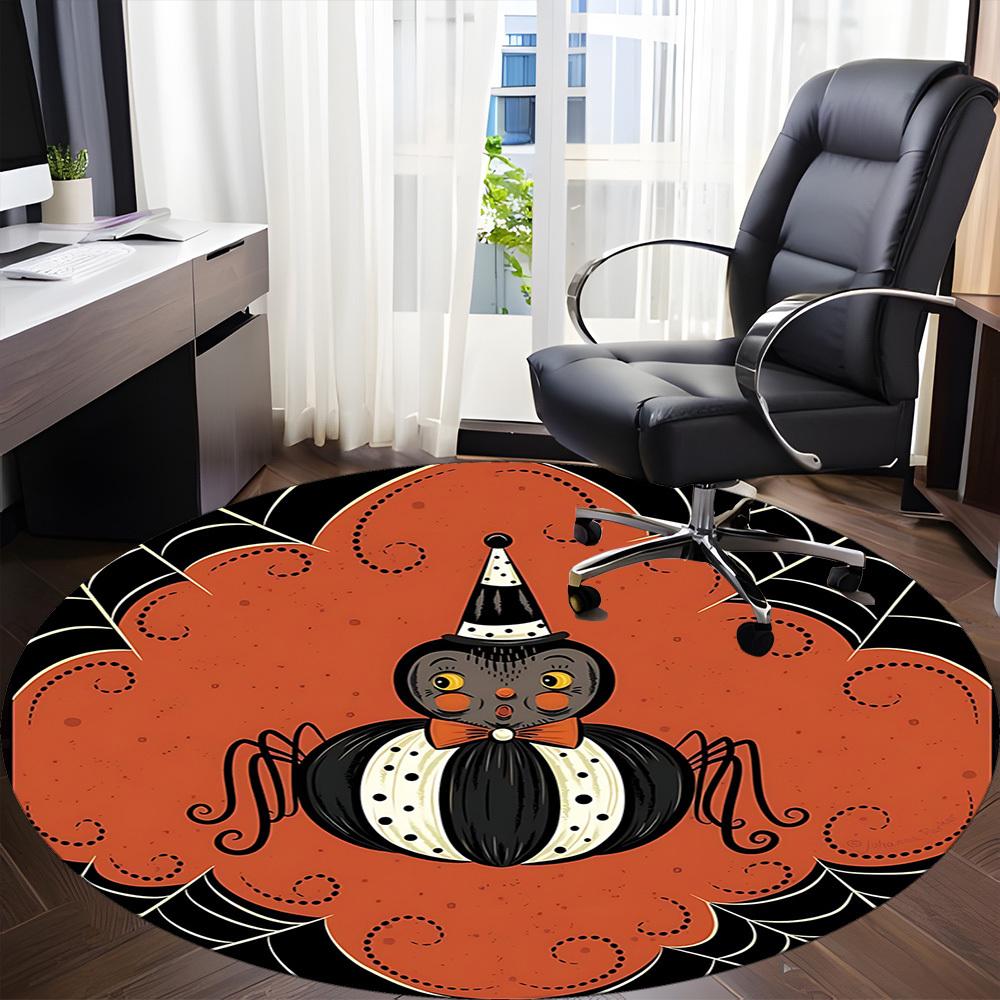1pc Halloween Spider Office Round Area Rug, Indoor Mat Suitable For Office, Under Office Chairs Bedroom Living Room Home Decor, Room Deco