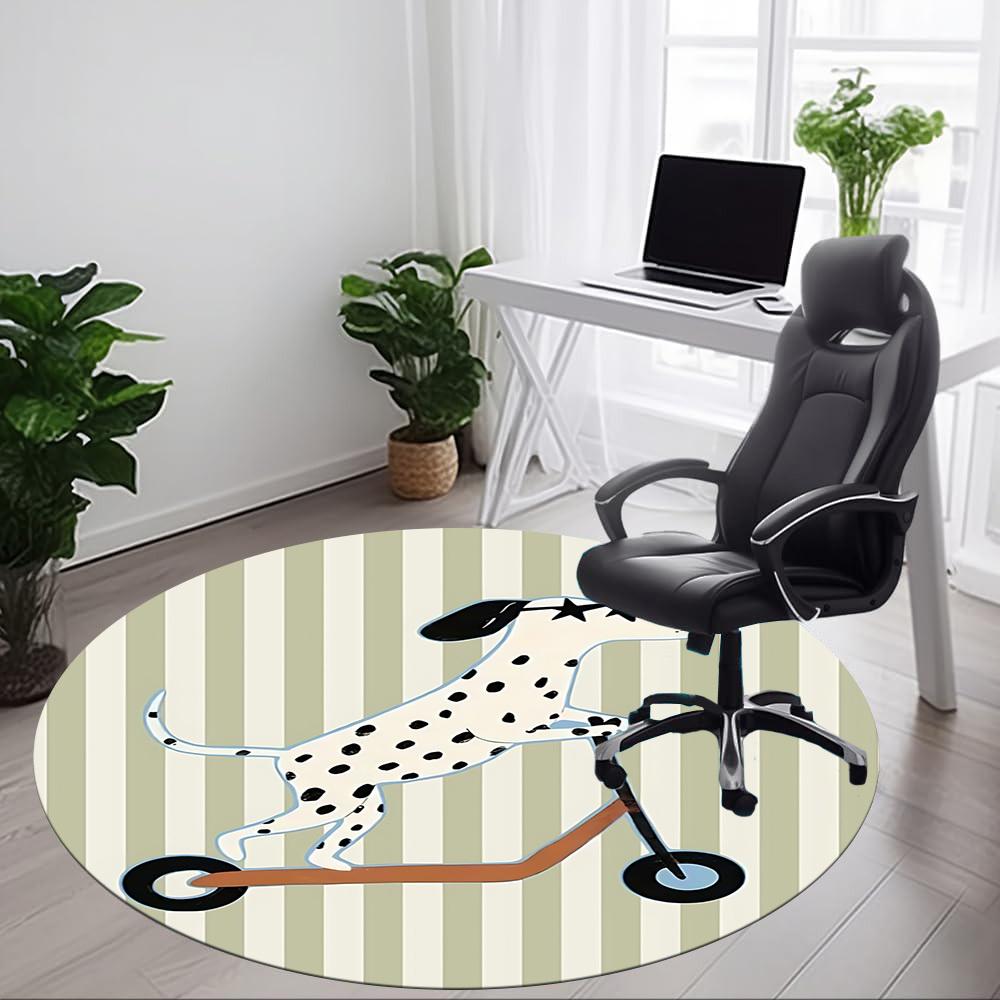 1pc Scooter Dalmatian Office Round Rug, Non-slip, Soft and Durable Office Rug for Interior Decoration, Perfect for Office, Beautiful Decoration Yy2603