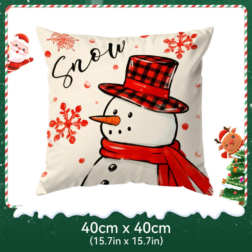 Christmas Snowman And Tree Pillowcase Bedroom Sofa Cushion Cover 100% Polyester Living Room Cushion Pillowcase Home Decor