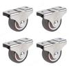 4 Pack Mini Fixed Caster Wheels 1 Inch Silent Small Wheels TPR Rubber Low Profile Caster for Furniture Rolling Cabinet Trundle