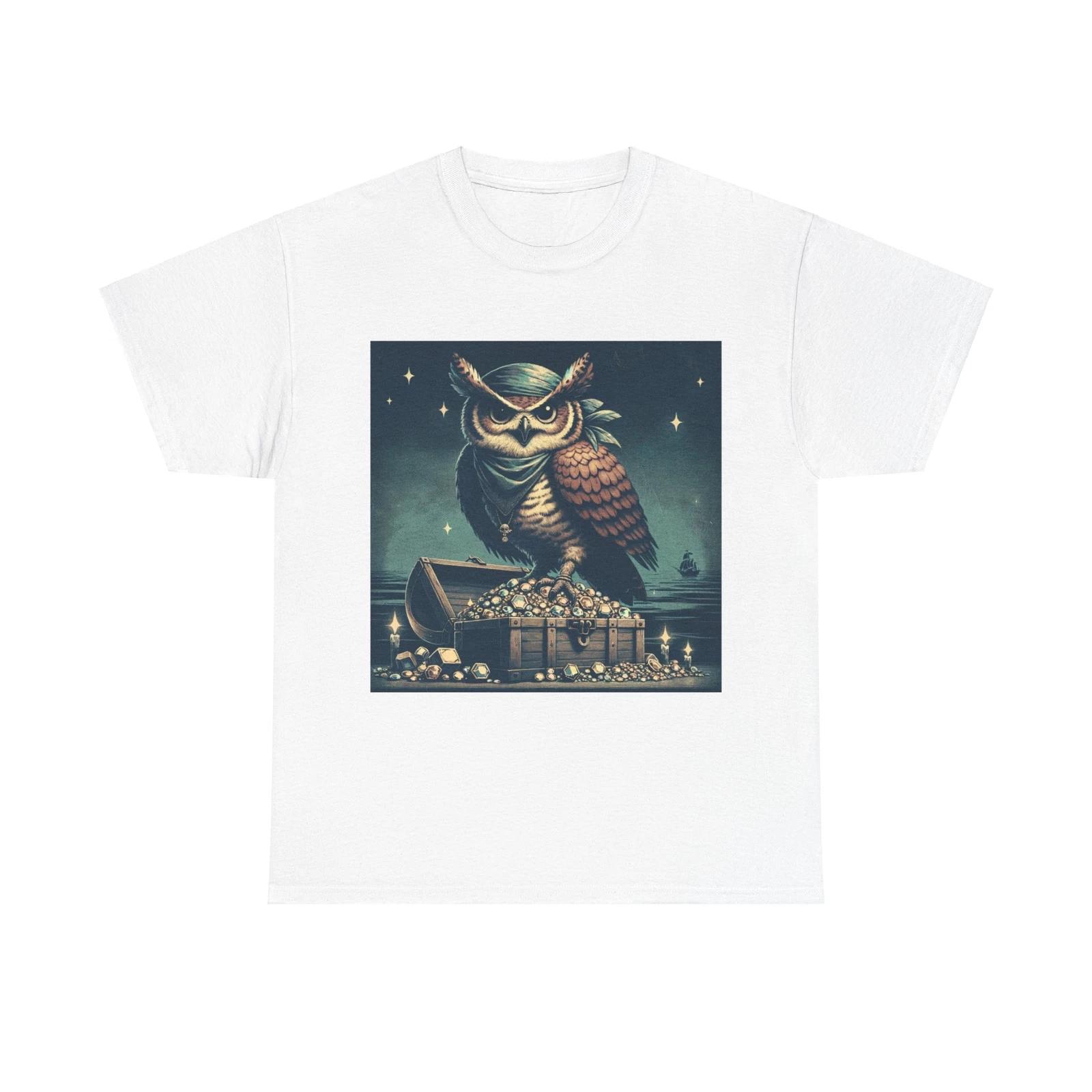 Unisex Adult T Shirt Pirate Owl Vintage Style Illustration Adventure S