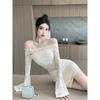 Spring Autumn Sexy Fashion Off the Shoulder Bodycon Lace Dress Women Flare Long Sleeve Slim Mini Vestidos Robe