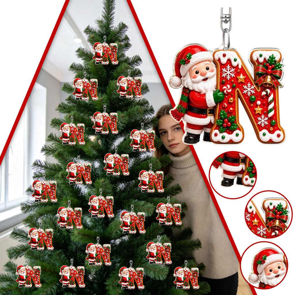 26 Letter Christmas Ornaments Set, 2D Hanging Decorations, 0.33 Thick