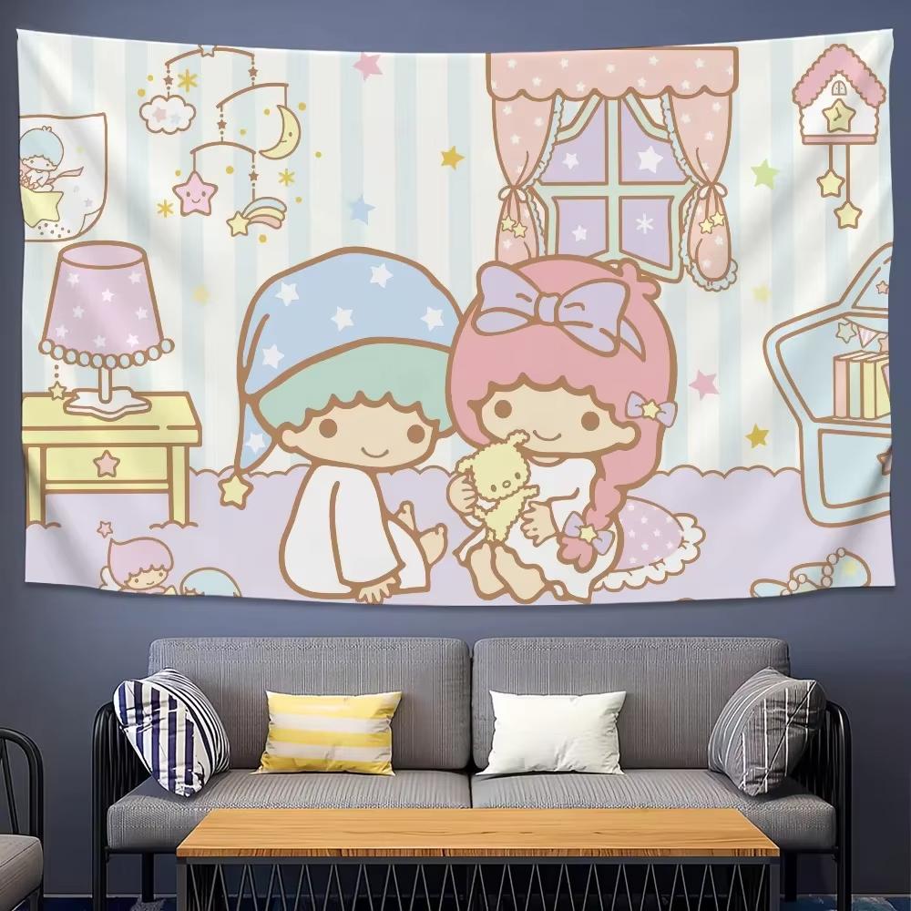 

1 Cute Twin Kids Star Tapestry 2D Single Print Sweet Home Decor Soft Accessory Charming Functional KidThemed Attractive Durable 74x94cm(29x37in)