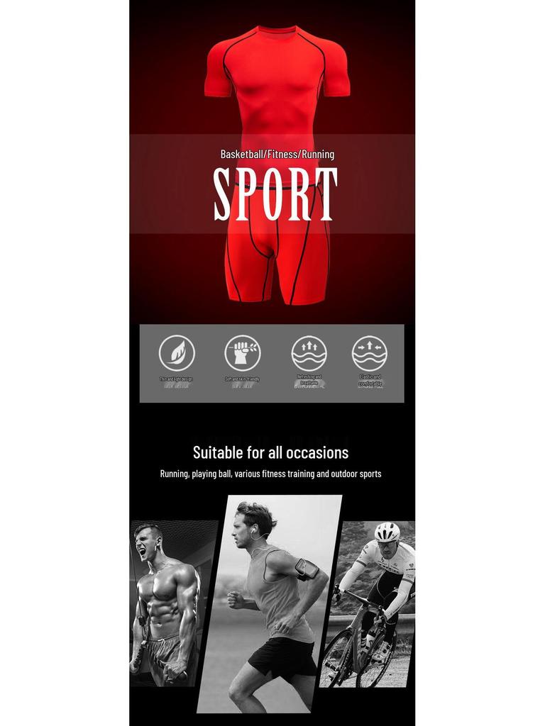 Men's Quick-Dry Summer Sports Set: Breathable High-Elasticity Gym Training Running Suit with Short Sleeves