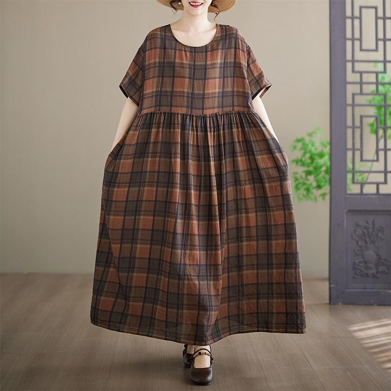 Short Sleeve Plus Size Vintage Floral New In Dresses for Women Casual Loose Maxi Long Summer Dress
