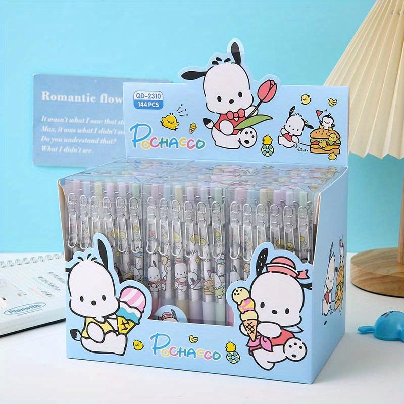 Back To School Season 144Pcs 0.5mm A/B Style Charming Blue Cartoon Dog Pattern Black Neutral Pen, Cute Office Signature Pen, Smooth Writing Student Te