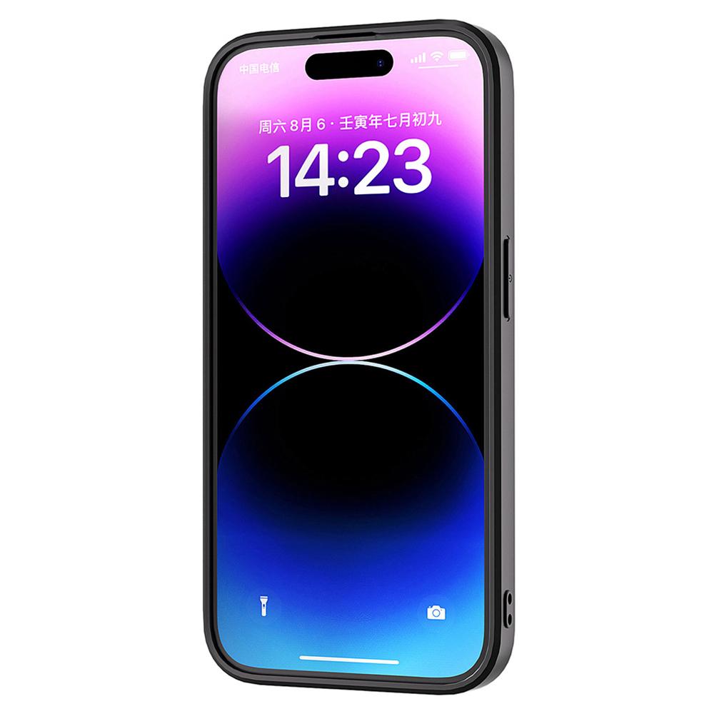 Etui na telefon ABEEL z teksturą włókna węglowego dla iPhone 15, Pokrowiec na telefon PC+TPU powlekany skórą PU