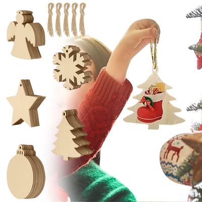 10 Stück 5 Stile Holzscheiben Basteln DIY Weihnachtsbaumschmuck Dekorationen Weihnachten Hängendes Handwerk für den Urlaub Zuhause Party