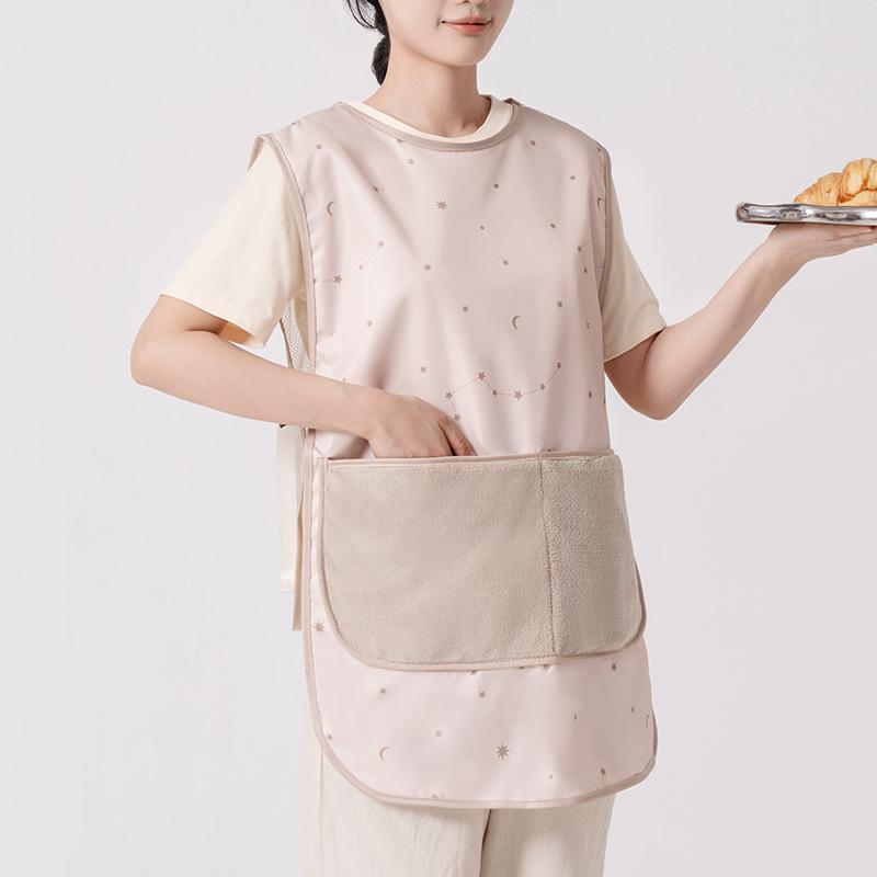 Waterproof Sleeveless Kitchen Apron - Oil-Proof, Hand-Wiping Vest-style Workwear for Cooking and Catering
