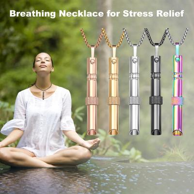 Halskette für achtsames Atmen mit rotierender Perle aus Edelstahl, Halskette zur Stress- und Angstreduzierung, Halskette zur Linderung und Panik, verstellbar