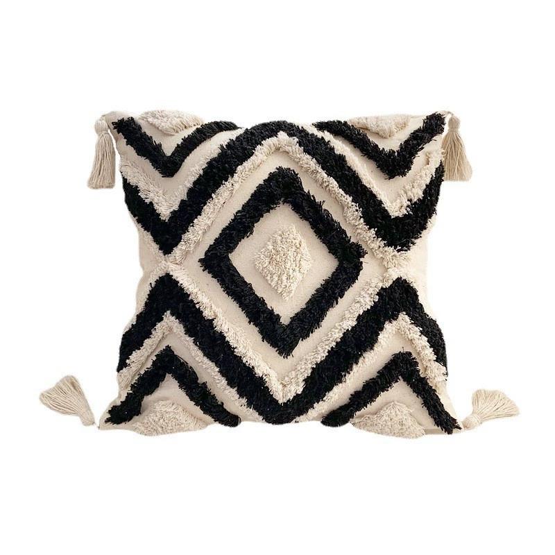Boedia Quality Modern Throw Pillow Covers Tufted Tassel Bohemian Style Cushion Case Pillowcase Decoration for Home 45x45cm