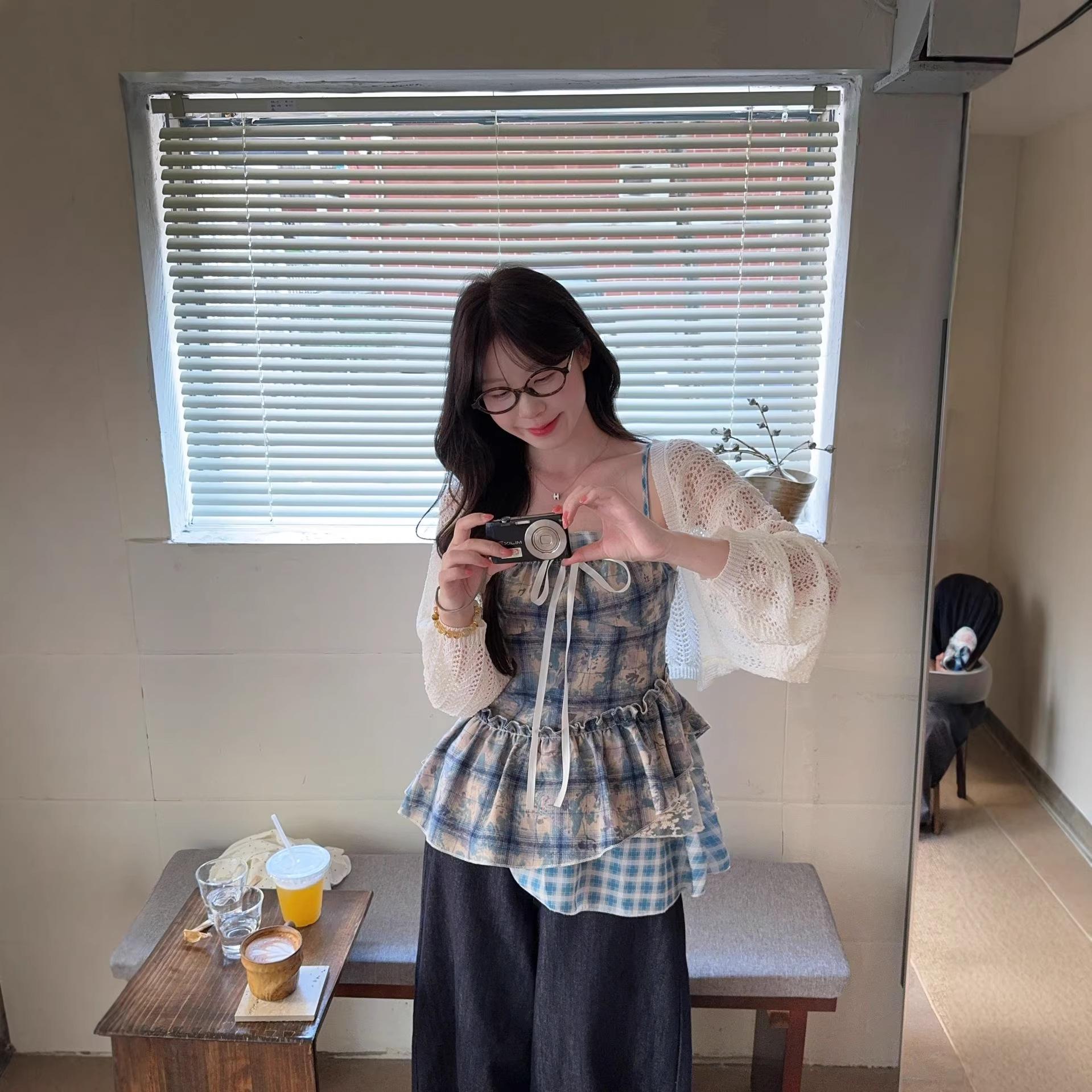 

Retro Plaid Floral Camisole & Cardigan Set for Women - Unique Summer Fashion Two-Piece 4XL