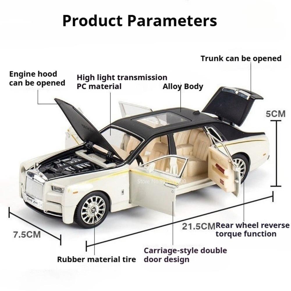 1:24 Cullinan Phantom Car Model Toy Doors Opened Shock Absorption Cars Front Wheel Steer Pull Back Vehicle Hobby Collections