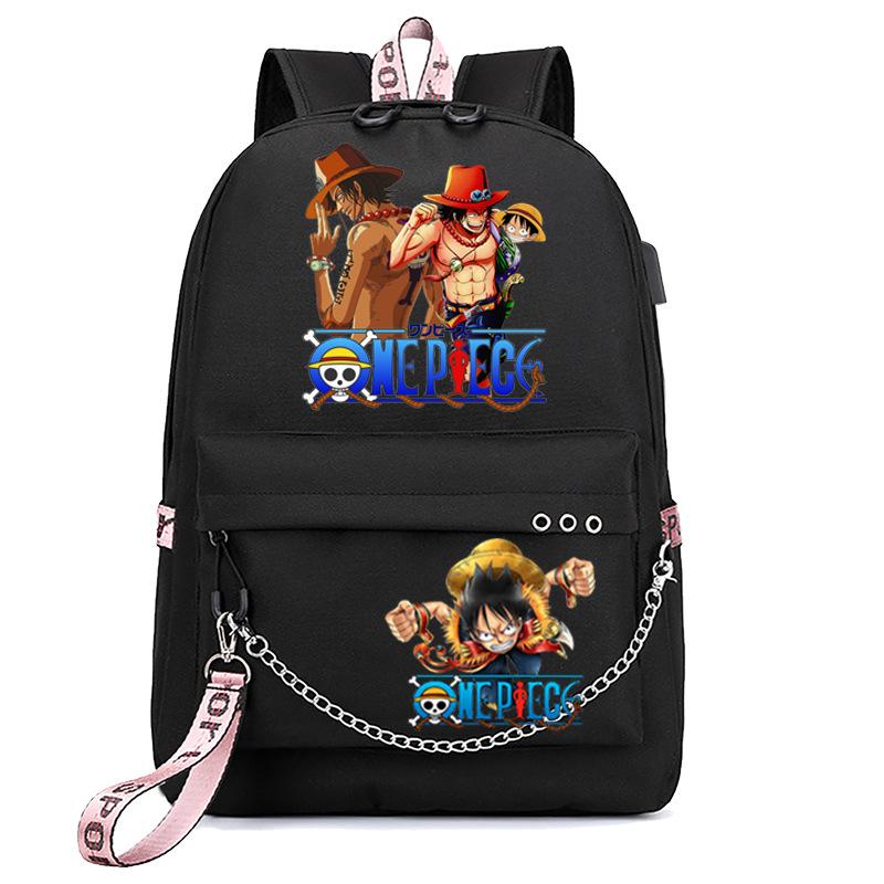 One Piece Print USB School Bag for Primary and Secondary School Students Men and Women Webbing Backpack