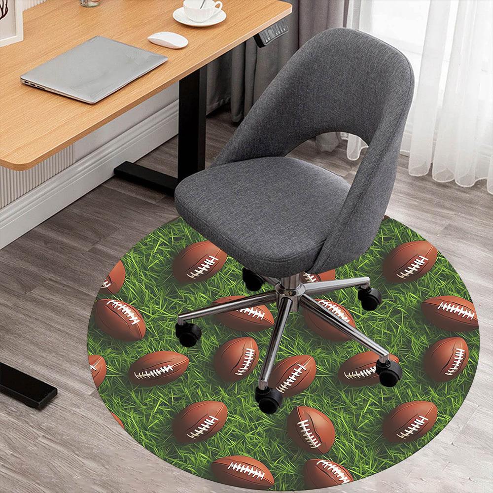1pc football field Round Chair mat Area Rug - Non-Slip, Floor Mat for Office, Bedroom, and Indoor Decor c1118021