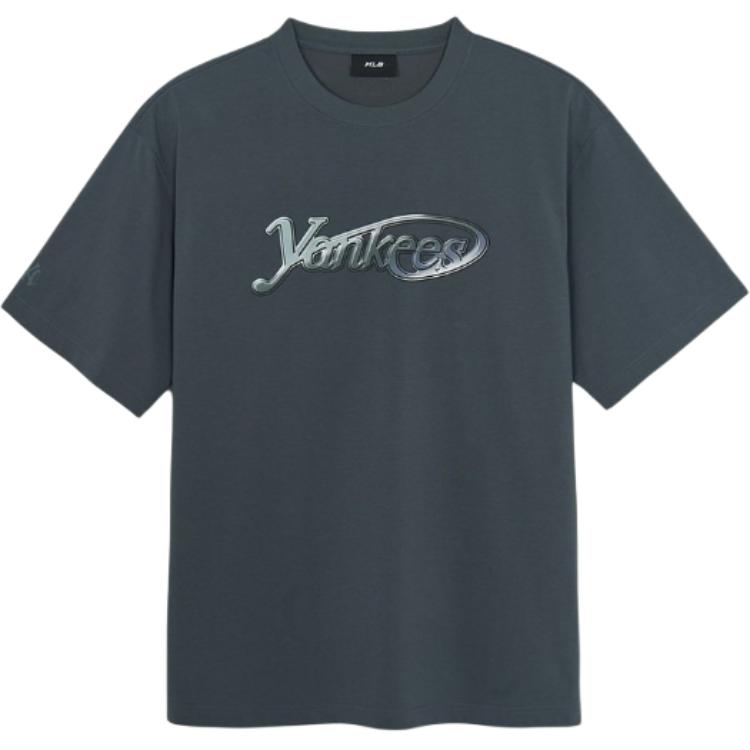 New MLB New York Yankees Basic Collection SS25 T Shirt Unisex Gray Blue 3ATSB6853-50GRD