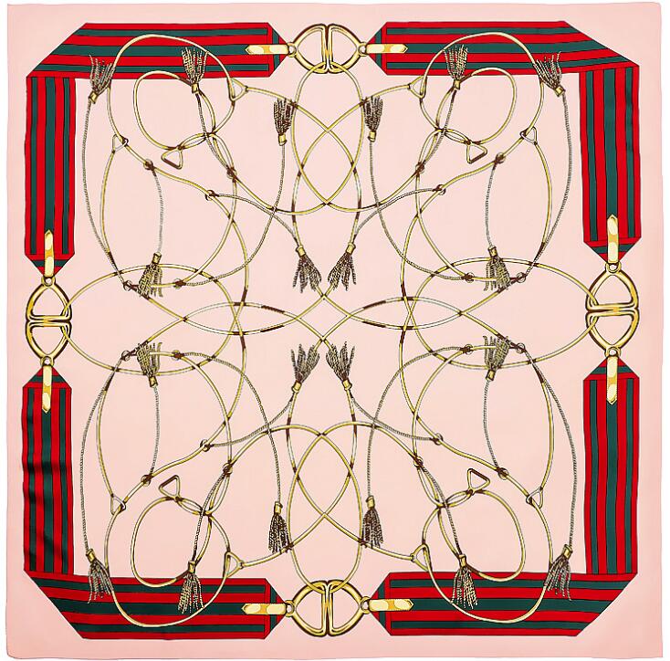 New Silk Scarf Women Euro Chain Print Square Scarves High Quality Neckerchief 130*130cm Gift Fashion Large Shawls Wraps