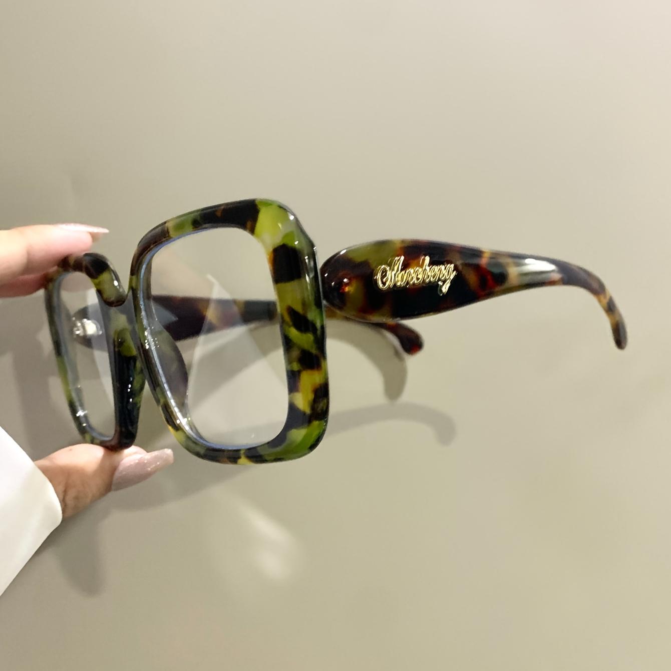 Apaircircle Large Square Glasses for Women & Men - Oversized Full-Rim Frame Eyewear with Colorful Options, Retro Style, Alloy Metal Hinges