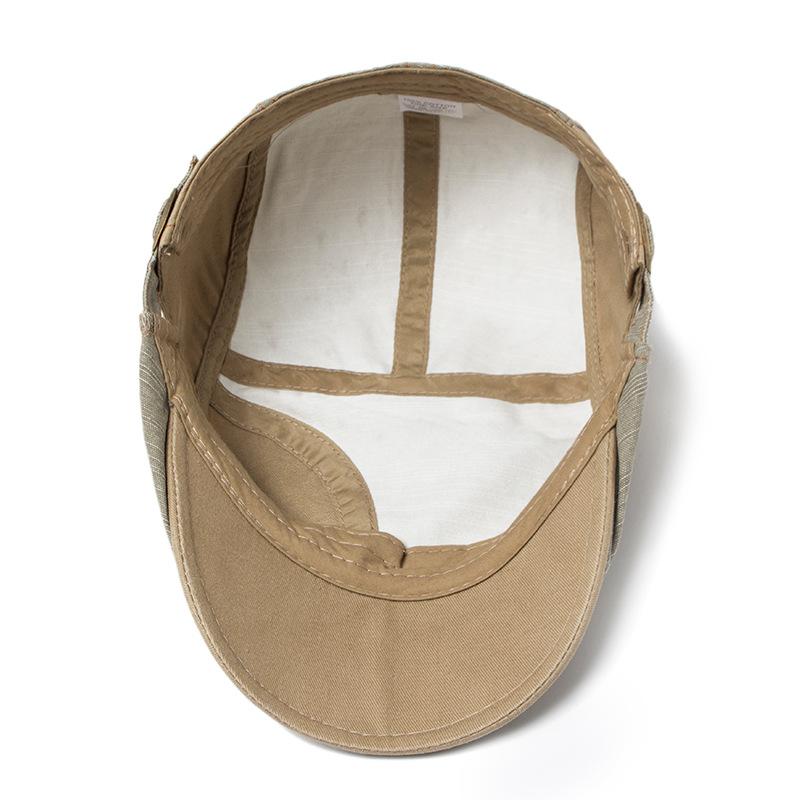 New Casual Splicing Cap, Pure Cotton Summer Men's Beret Shading Breathable Retro Fashion Hat