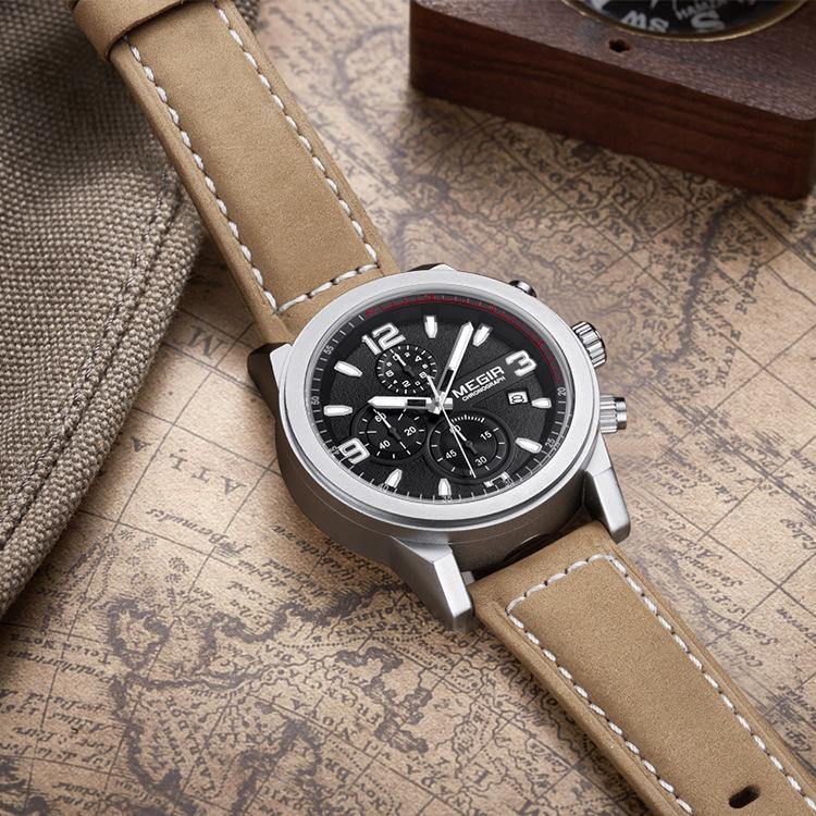 True Three-Eye Timing Calendar Luminous Waterproof Sports Men'S Belt Watch G