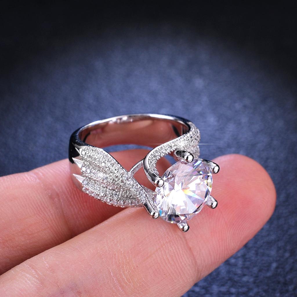 D Color 5 Carat Moissanite Full Diamond S925 Silver Plated 18k Gold Ring Engagement Ring Wedding Ring Gift for Girlfriend