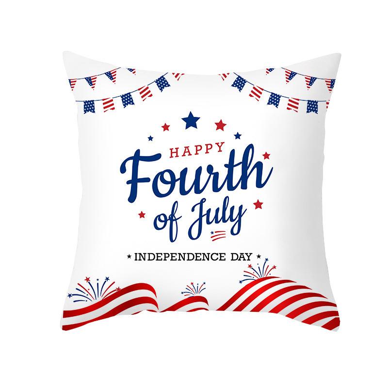 New American Independence Day Pillowcase, Simple Peach Skin Velvet Printed Cushion Cover, Sofa Pillow Cover