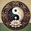 Metal Yin Yang Lotus Poster, High Definition Vintage Round Sign, Waterproof Easy Hang for Home Garden Bar Cafe