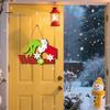 Festive Cartoon Santa Deer Ornaments Christmas Wooden Pendant, Decorative Reindeer/Santa Claus/Gnome Pattern Hanging Sign, Welcome Sign with Childlike