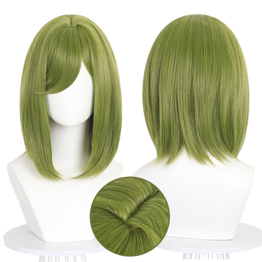 Women Cosplay Wig Green Short Hair Heat Resistant Halloween Party Prop Cosplay Women