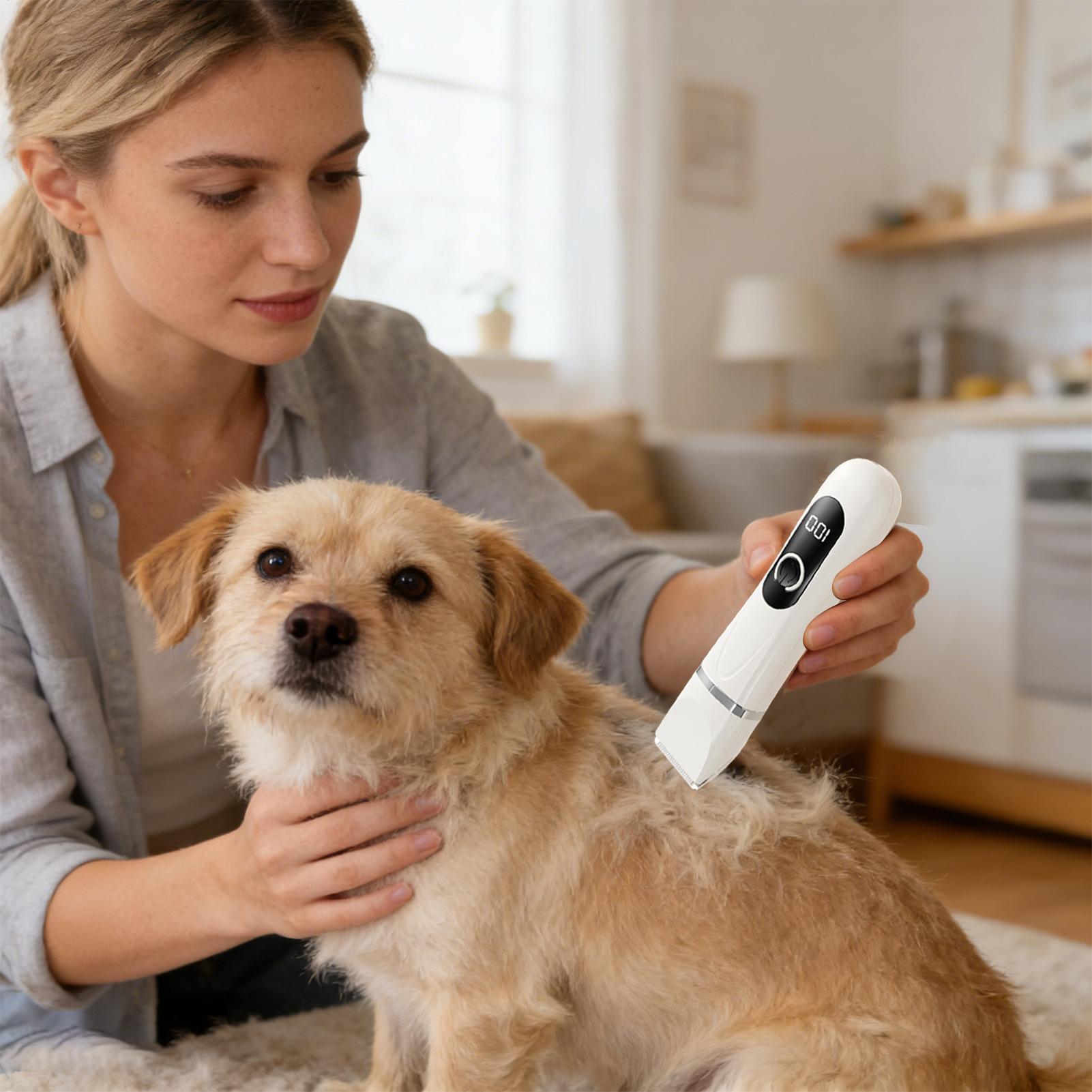 

Dog Hair Trimmer 4-in-1 Electric LED Digital Display Quiet Shaver Dog Grooming Shavers For Puppy Pet Dachshund Home Indoor Paw China Mainland