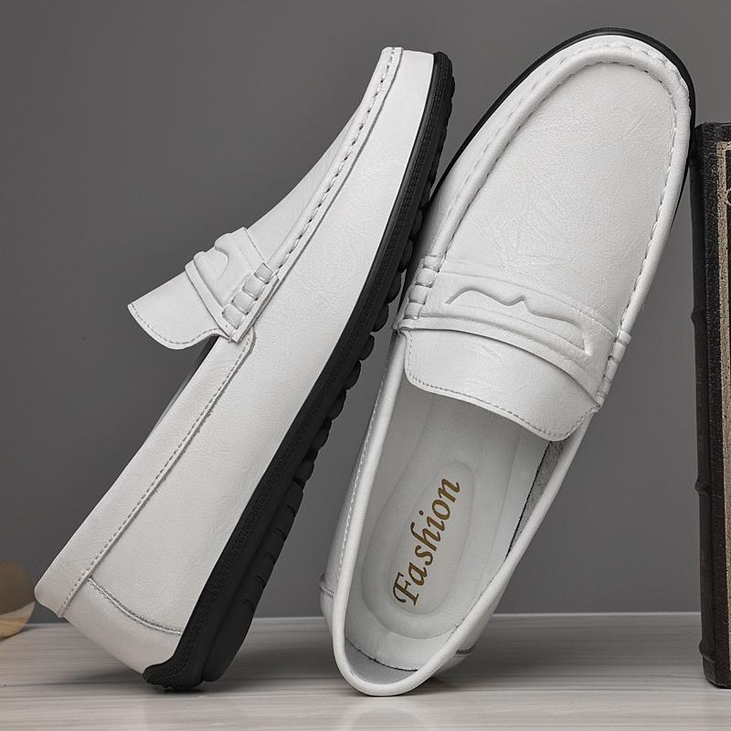Fashion New Style Men Business Loafers Genuine Leather Slip On Flats Handmade Casual Shoes Formal Wedding Driving Shoes Breath Moccasins