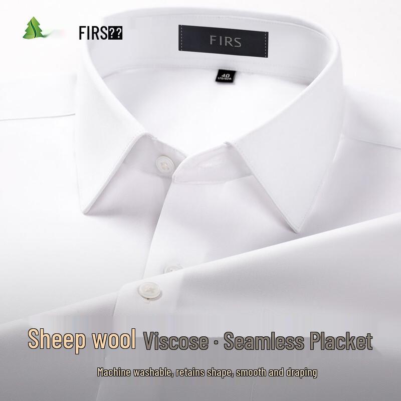 FIRS Men s Merino Wool Blend Long-Sleeve Business Casual Shirt 40 белый