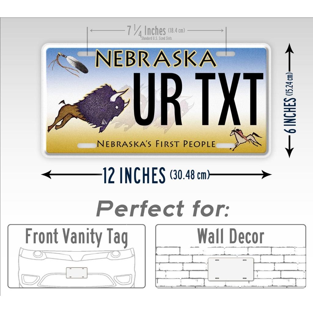 Personalized Nebraska First People License Plate Custom Text 6x12 Inch Metal Tin Sign Garage Man Cave Wall Decor