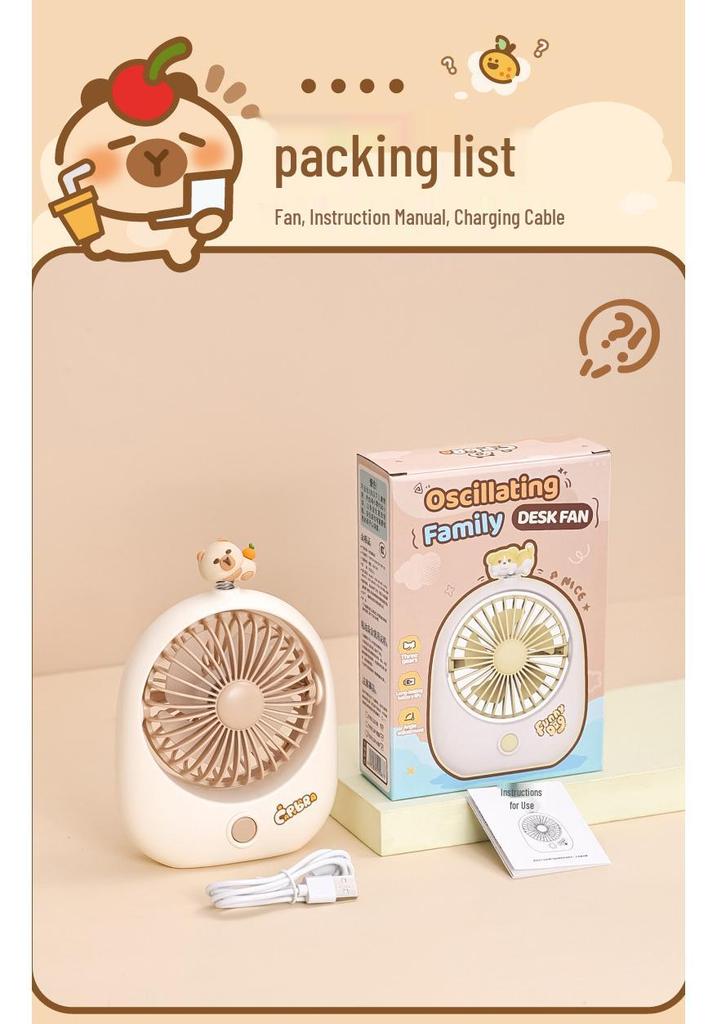 Capybara USB Portable Dorm Fan: Cute, Compact, Child-Friendly Tabletop Fan