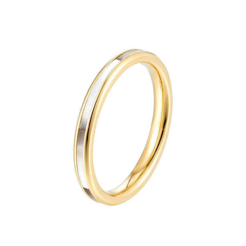 Titanium Steel Korean Simple and Colorful Fritillary Ring Electroplating Niche Smooth Shell Ring Female Ins Accessories