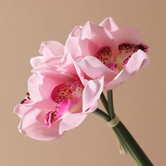 4 Bundles Artificial Phalaenopsis Flower Real Touch Large Fake Orchids Flowers Stem for Vase Home Wedding Party Decor