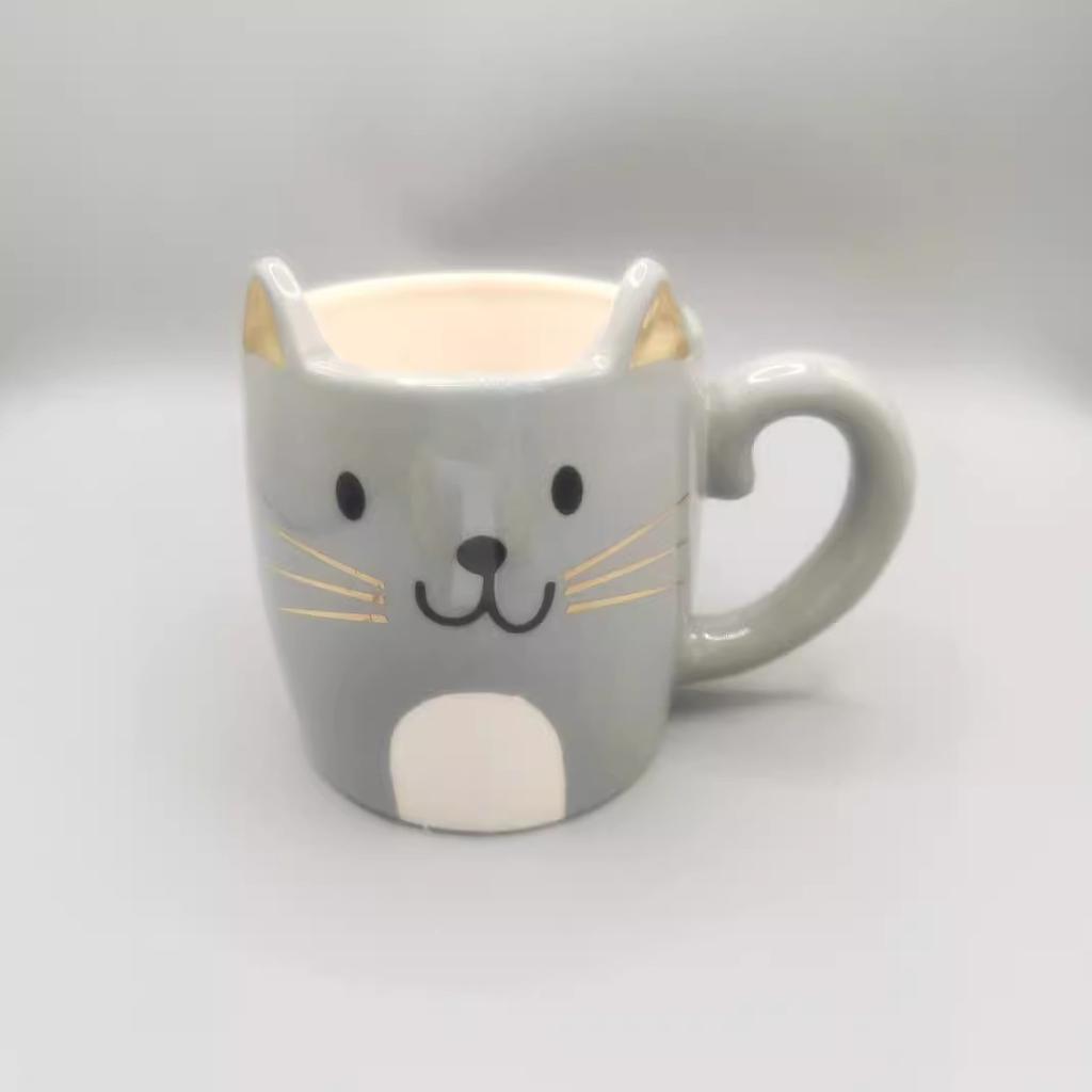 Hrnek Kreslený Keramický Šálek Černá Kočka Šálek Šedá Kočka Šálek Kancelářský Šálek na Vodu Dětský Šálek na Mléko Snídaňový Šálek
