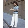 Demana Women's Relaxed Retro Striped Ribbed Knit Cardigan