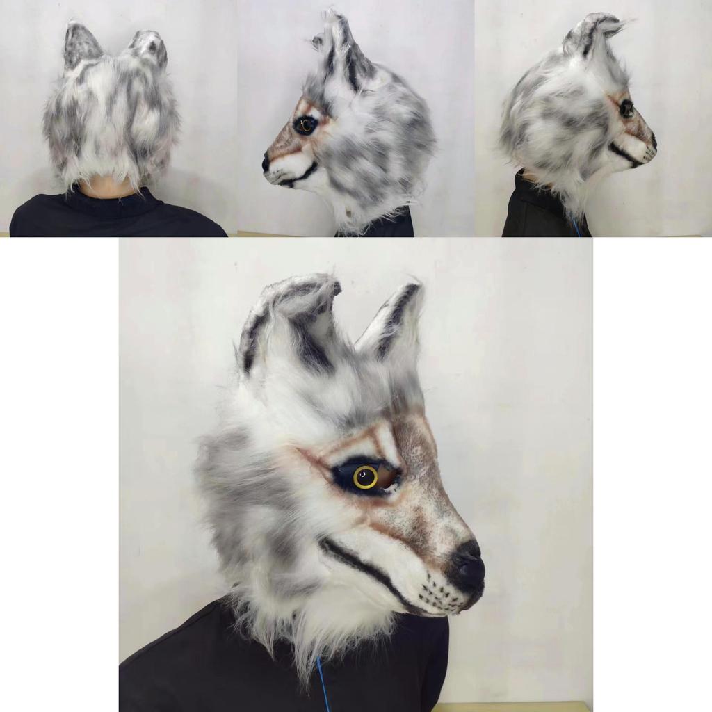 Funny Wolf Dog Mask Plush Latex Costume Prop For Halloween Party And Role Play