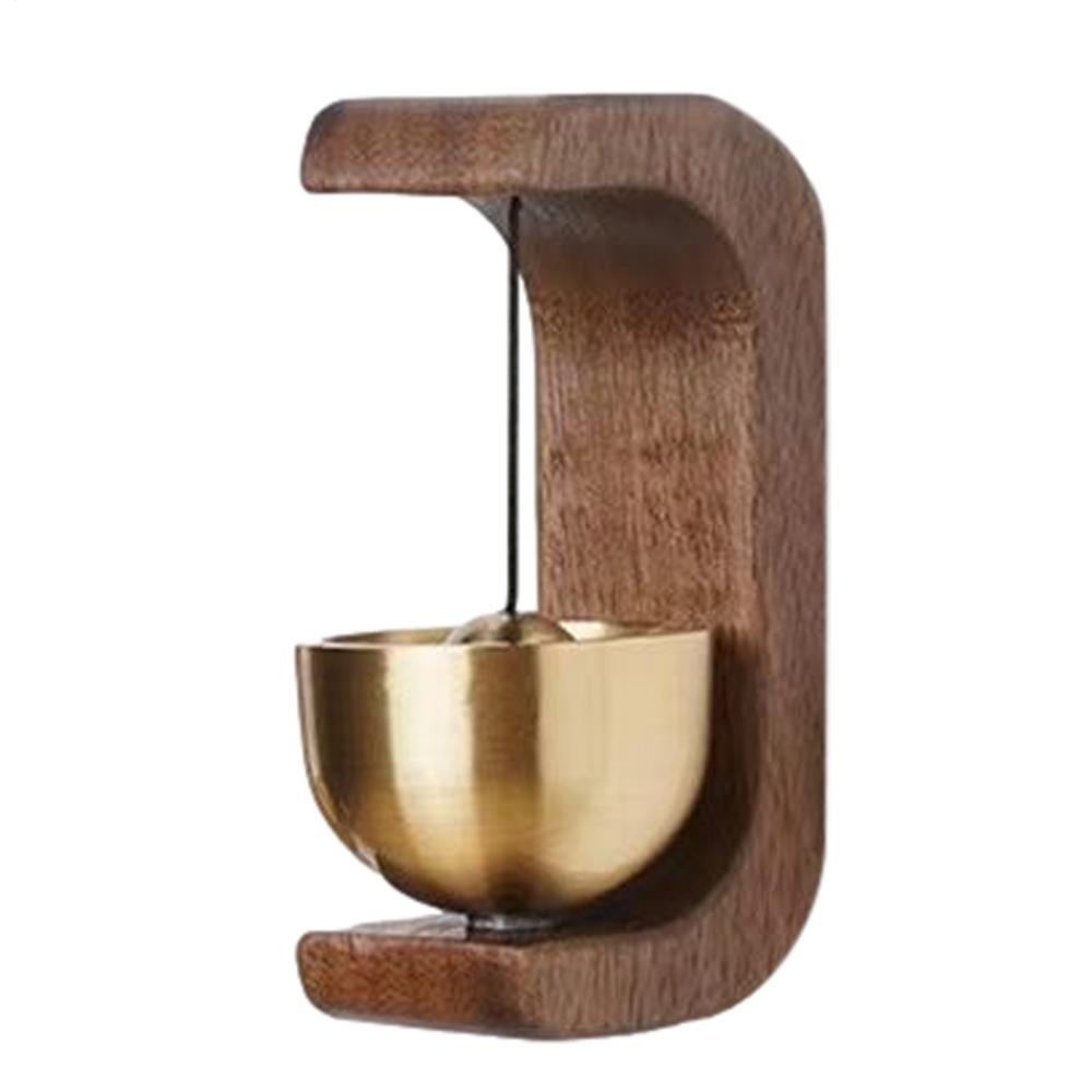 

Эстетичный дверной звонок из массива дерева, магнитный, латунные колокольчики, беспроводной дверной звонок, подвеска-колокольчик для входной двери, украшение для дома