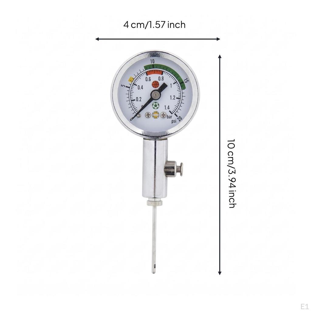 Basketball Pressure Meter Analog Dial Football Gauge Metal Physical Fitness Tool for