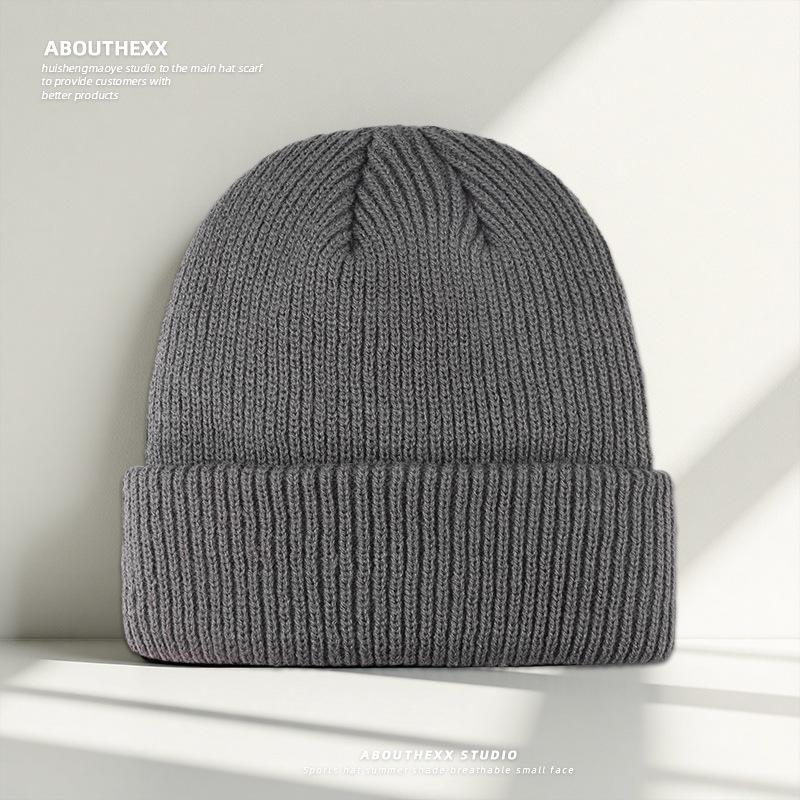 Solid Color Simple Knitted Hat for Women Autumn and Winter Warm Woolen Hat New Pullover Hat  Versatile Cold Hat for Men