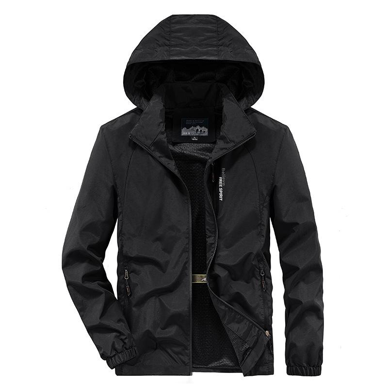 Spring and Autumn Jacket Men's Thin Casual Jacket Jacket Youth Loose Large Size Hooded Sports Jacket